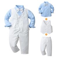 Cotton Boy Clothing Set & three piece vest & Pants & top plain dyed Solid Set