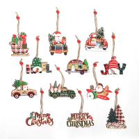 Madera Árbol de Navidad colgando de la decoración, hecho a mano, patrón mixto, multicolor, 5Conjuntos/Mucho,  Mucho