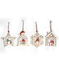 Madera Árbol de Navidad colgando de la decoración, hecho a mano, diferente color y patrón de elección, 5PCs/Mucho,  Mucho