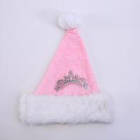 Flannelette Christmas Hat christmas design Plastic handmade Solid pink Lot