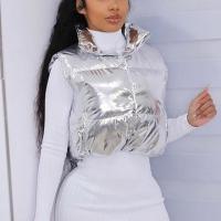 Polyester Women Vest thicken & thermal Solid silver PC