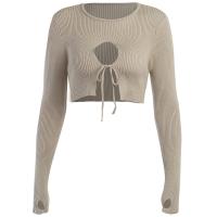 Spandex Slim & Crop Top Women Long Sleeve Blouses knitted Solid PC