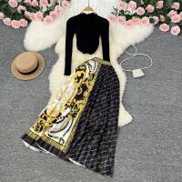 Polyester High Waist Women Casual Set & two piece skirt & top black Set