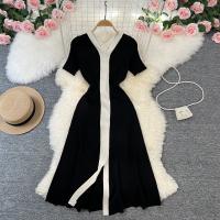 Polyester Waist-controlled One-piece Dress Solid black PC