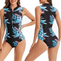 Polyamide One-piece Swimsuit & skinny style printed blue PC