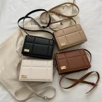 PU Leather Box Bag Shoulder Bag soft surface plaid PC