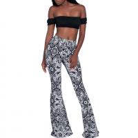 Polyester Slim & bell-bottom Women Long Trousers printed PC