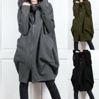 Polyester Plus Size Women Coat & fake two piece & loose Solid PC