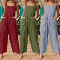 Polyester Long Jumpsuit & loose Solid PC