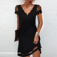 Polyester One-piece Dress & loose patchwork Solid PC