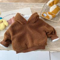 Polyester Slim Children Sweatshirts fleece & thermal patchwork Solid camel PC