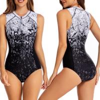Polyamide Quick Dry One-piece Swimsuit & skinny style printed black PC