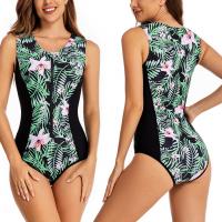 Polyamide One-piece Swimsuit & skinny style printed green PC