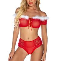 Polyamide Sexy Bra Set see through look & backless & two piece Underwear & top red Set