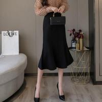 Polyester Slim & High Waist Package Hip Skirt Solid PC