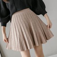 Acrylic Pleated & High Waist Skirt knitted Solid : PC