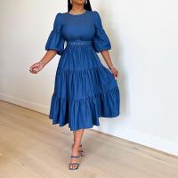 Polyester Einteiliges Kleid, Solide, Blau, :XL,  Stück