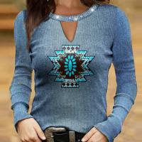 Polyester Frauen Langarm T-shirt, Gedruckt, mehr Farben zur Auswahl,  Stück