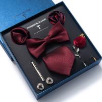 Rayon Ensemble de cravates Bouquet & Clip de cravate & Manchette & nœud papillon & Cravate Patchwork plus de couleurs pour le choix Boîte
