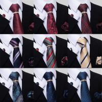Polyester Yarns Easy Matching Tie Set Cufflinks & Square Scarf & tie printed Set
