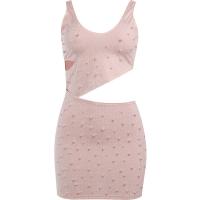 Polyester Slim Sexy Package Hip Dresses & hollow patchwork PC