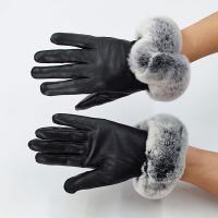 Leather Women Gloves thermal black : Pair