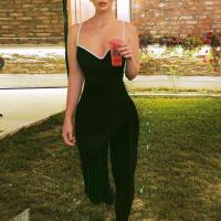 Polyester Slim Long Jumpsuit patchwork Solid PC