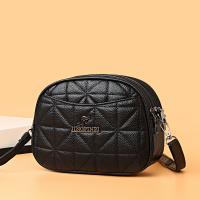 PU Leather Crossbody Bag bun & soft surface Argyle black PC