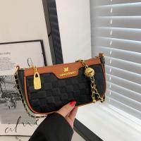 PU Leather Crossbody Bag with chain & soft surface plaid PC