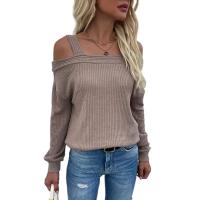 Polyester Women Knitwear & off shoulder & loose knitted Solid PC