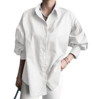 Polyester Plus Size Women Long Sleeve Shirt & loose patchwork Solid PC