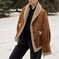 Suede Women Coat & loose & thermal Solid brown PC