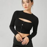 Polyamide Slim Women Sweater hollow knitted Solid : PC