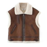 Suede Women Vest & loose & thermal Solid coffee PC