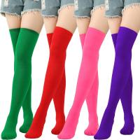 Polyester Chaussettes de genou de femmes Solide plus de couleurs pour le choix : Paire