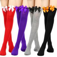 Polyester and Cotton Women Knee Socks christmas design bowknot pattern : Pair