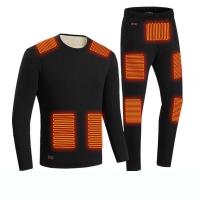 Cotton Electric Heating & Plus Size Couple Thermal Underwear Set fleece & unisex printed Solid PC