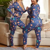 Polyester Christmas costume & Plus Size Long Jumpsuit & skinny printed PC