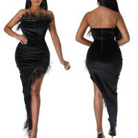 Polyester Slim Long Evening Dress Solid PC