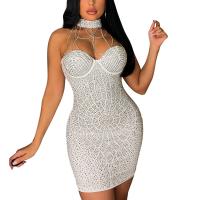 Polyester Slim Sexy Package Hip Dresses iron-on PC