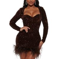 Polyester Slim Sexy Package Hip Dresses Sequin PC