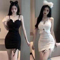Cotton Slim Sexy Package Hip Dresses backless & hollow patchwork Solid PC