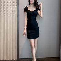 Cotton Waist-controlled & Slim Sexy Package Hip Dresses patchwork Solid PC