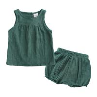 Cotton Slim Baby Clothes Set & two piece tank top & Pants patchwork Solid Set