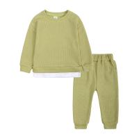 Cotton Slim Children Clothes Set & two piece Pants & top patchwork Solid Set