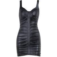 Polyester Waist-controlled & Slim & High Waist Sexy Package Hip Dresses backless patchwork Solid black PC