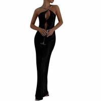 Polyester Slim Sexy Package Hip Dresses backless & off shoulder patchwork Solid PC
