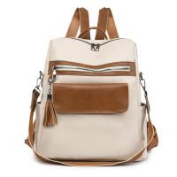 PU Leather Backpack large capacity & soft surface & attached with hanging strap Solid PC