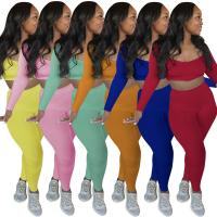 Algodón Conjunto casual de las mujeres, Pantalones largos & parte superior, Sólido, más colores para elegir,  Conjunto