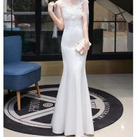 Polyester Slim & Plus Size Long Evening Dress Solid PC